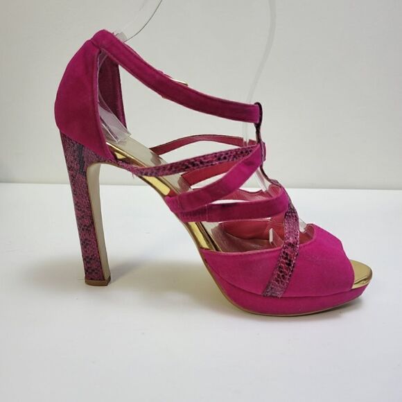Mixx shuz pink and snake print platform heels - Picture 9 of 11